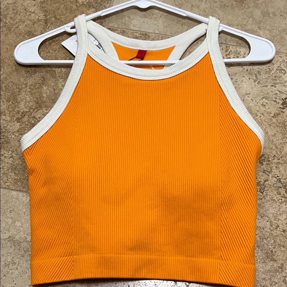 Wilson Racer on the Brain Orange Ribbed Tank Top with White Trim